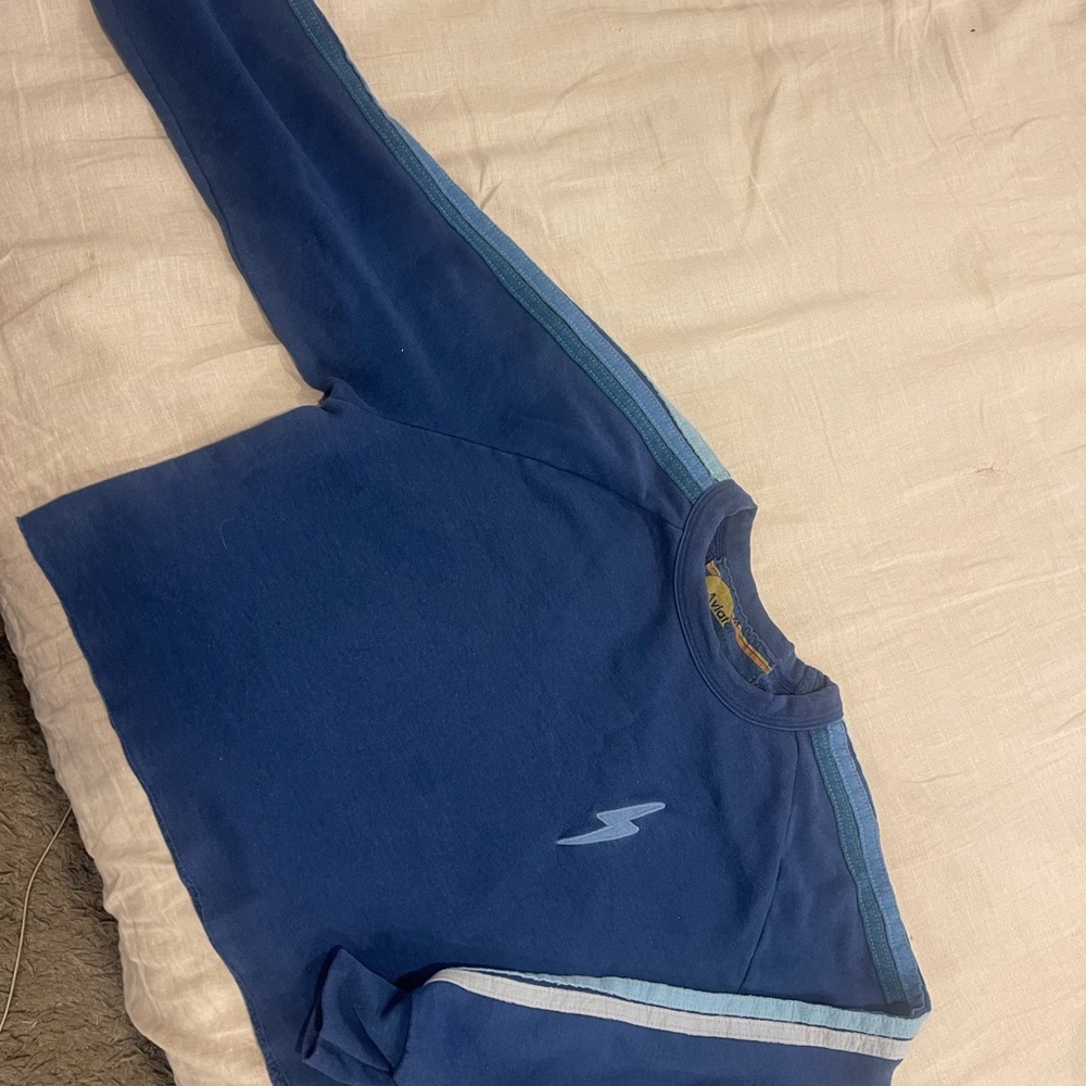 Aviator Nation Blue Crew Neck Sweater with Stripe Detail